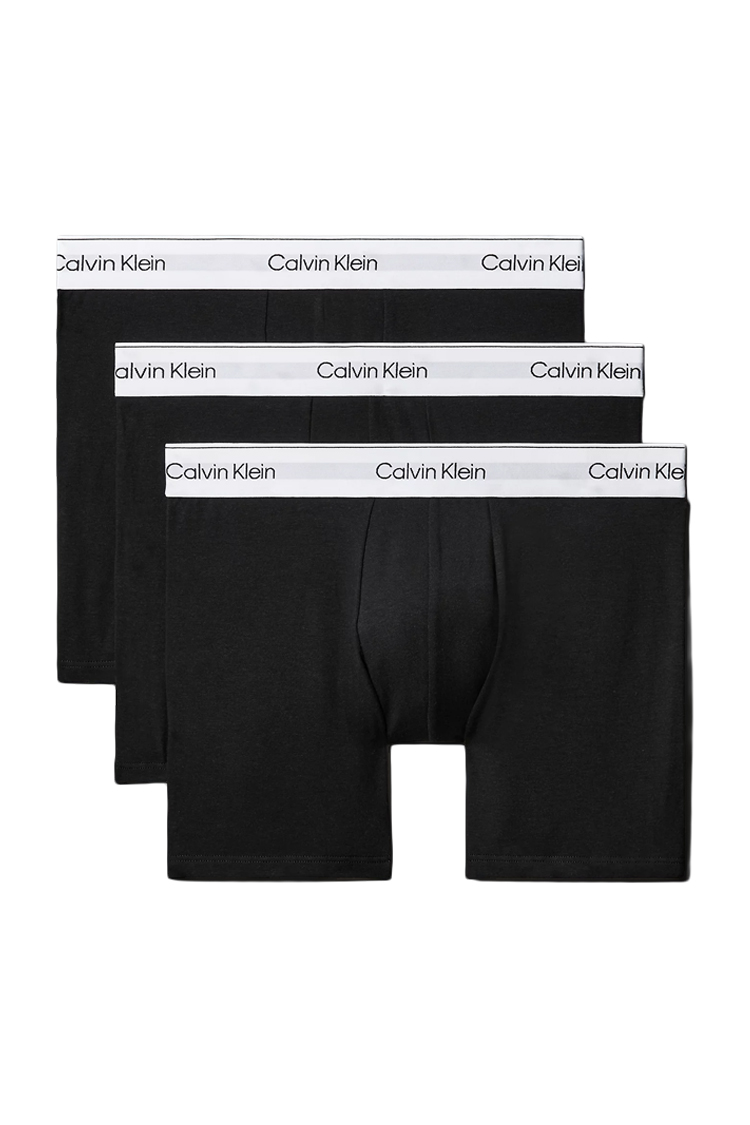 מארז שלישיית תחתוני בוקסר קלווין קליין calvin klein שחור דגם Boxer Briefs Icon Cotton Stretch פס מותן לוגו