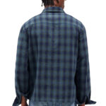 חולצת פלנל רפרזנט represent כחול משובץ דגם represent plaid shirt 100 אחוז כותנה משופשף ידנית כיס חזה