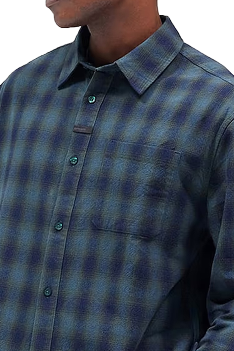 חולצת פלנל רפרזנט represent כחול משובץ דגם represent plaid shirt 100 אחוז כותנה משופשף ידנית כיס חזה