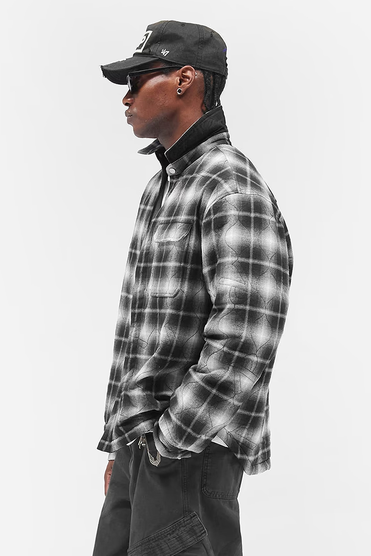 עליונית אוברשירט רפרזנט represent משובץ דגם Logo Quilted Shirt כותנה פוליאסטר ריפוד קווילט לוגו