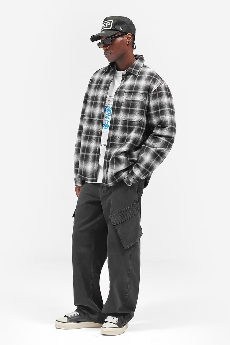 עליונית אוברשירט רפרזנט represent משובץ דגם Logo Quilted Shirt כותנה פוליאסטר ריפוד קווילט לוגו