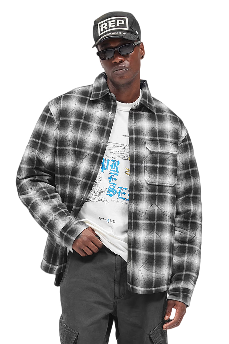 עליונית אוברשירט רפרזנט represent משובץ דגם Logo Quilted Shirt כותנה פוליאסטר ריפוד קווילט לוגו