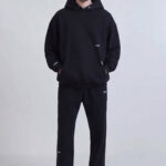 קפוצ’ון רפרזנט represent שחור דגם Relaxed-Fit Cotton Hoodie כותנה רילקסד פיט ניטים בצווארון לוגו