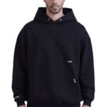 קפוצ’ון רפרזנט represent שחור דגם Relaxed-Fit Cotton Hoodie כותנה רילקסד פיט ניטים בצווארון לוגו