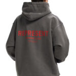קפוצ’ון רפרזנט represent שחור דגם Owners Club Hoodie 480gsm כותנה כבדה אוברסייז לוגו חזה גב