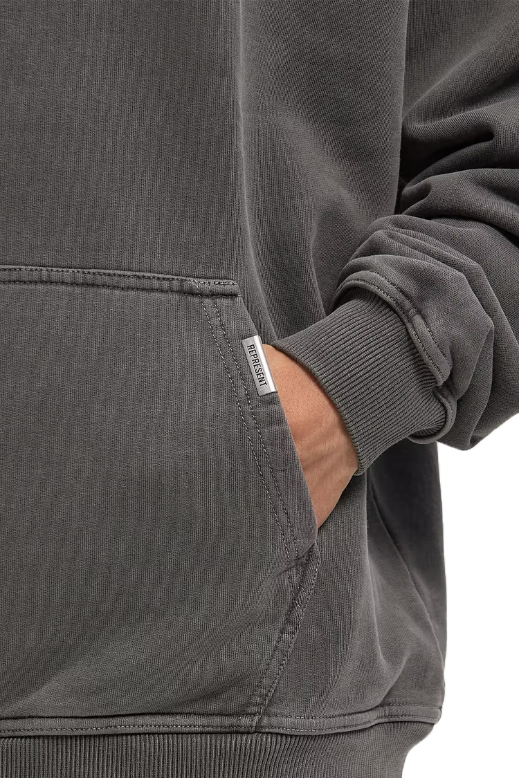 קפוצ’ון רפרזנט represent שחור דגם Owners Club Hoodie 480gsm כותנה כבדה אוברסייז לוגו חזה גב