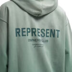 קפוצ’ון רפרזנט represent ירוק דהוי דגם Owners Club Hoodie 480gsm כותנה כבדה אוברסייז לוגו חזה גב