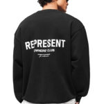 סווטשירט רפרזנט represent שחור דגם Owners Club Sweater כותנה כבדה אוברסייז לוגו חזה גב