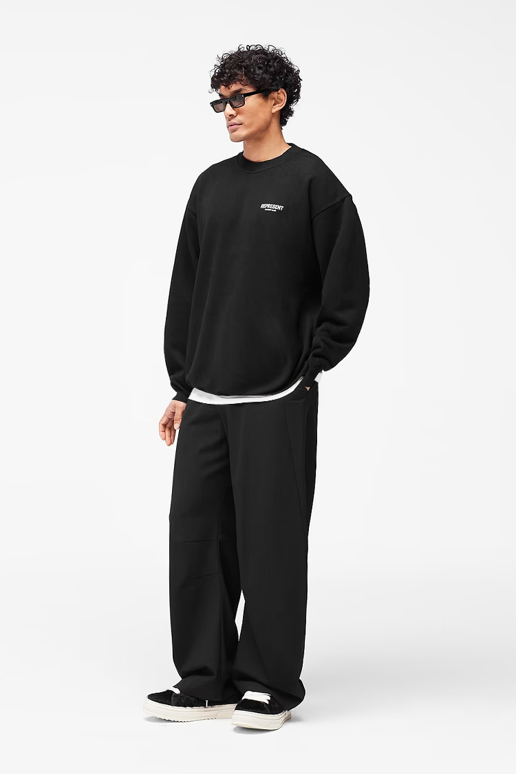 סווטשירט רפרזנט represent שחור דגם Owners Club Sweater כותנה כבדה אוברסייז לוגו חזה גב