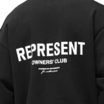 סווטשירט רפרזנט represent שחור דגם Owners Club Sweater כותנה כבדה אוברסייז לוגו חזה גב