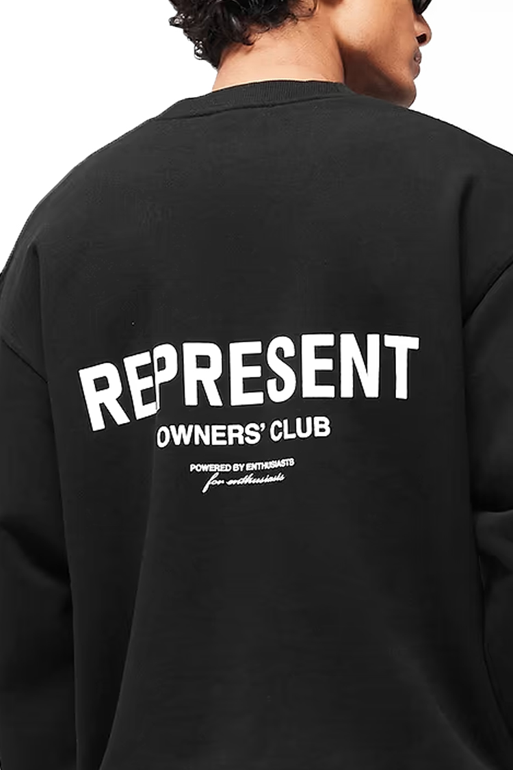 סווטשירט רפרזנט represent שחור דגם Owners Club Sweater כותנה כבדה אוברסייז לוגו חזה גב