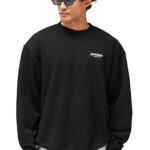 סווטשירט רפרזנט represent שחור דגם Owners Club Sweater כותנה כבדה אוברסייז לוגו חזה גב