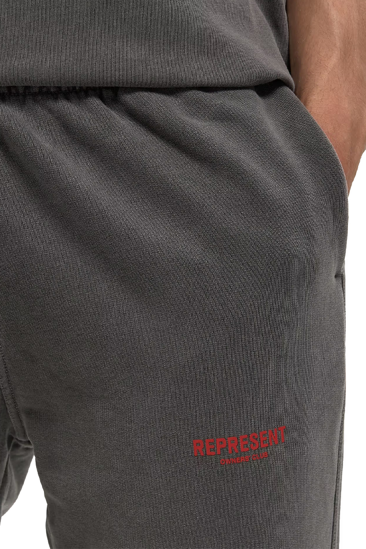 מכנס טרנינג רפרזנט represent אפור דגם Owners Club Sweatpant כותנה כבדה רילקסד פיט הדפס לוגו שרוול