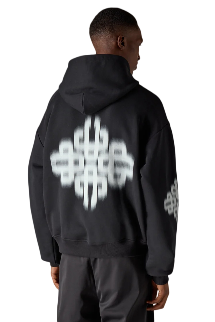 קפוצ’ון קוטור קלאב the couture club שחור דגם Motion Blurred Emblem כותנה רילקסד פיט לוגו motion blur חזה גב שרוולים