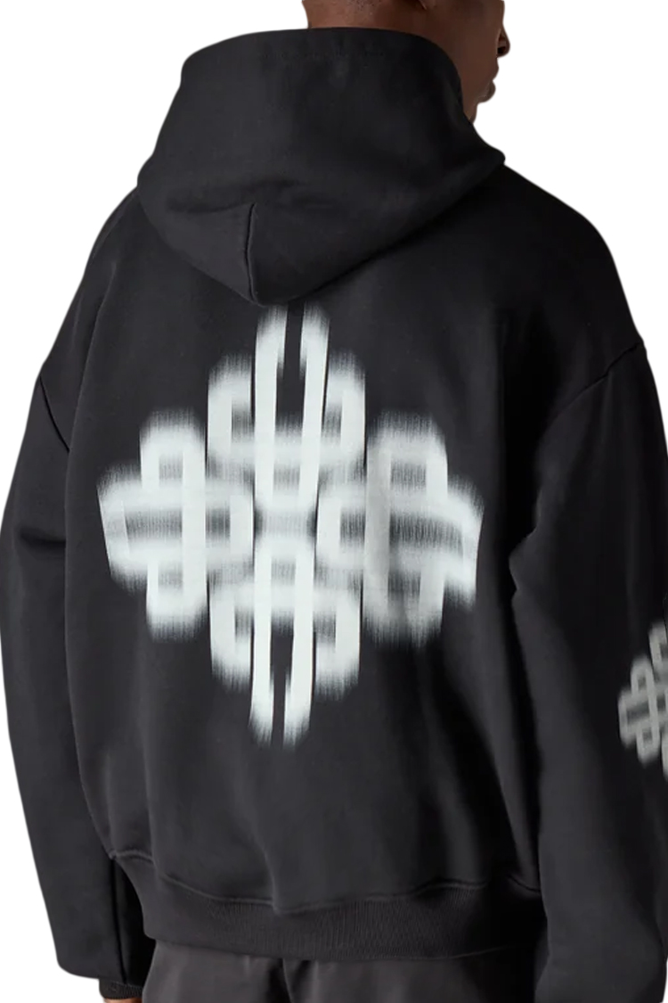קפוצ’ון קוטור קלאב the couture club שחור דגם Motion Blurred Emblem כותנה רילקסד פיט לוגו motion blur חזה גב שרוולים