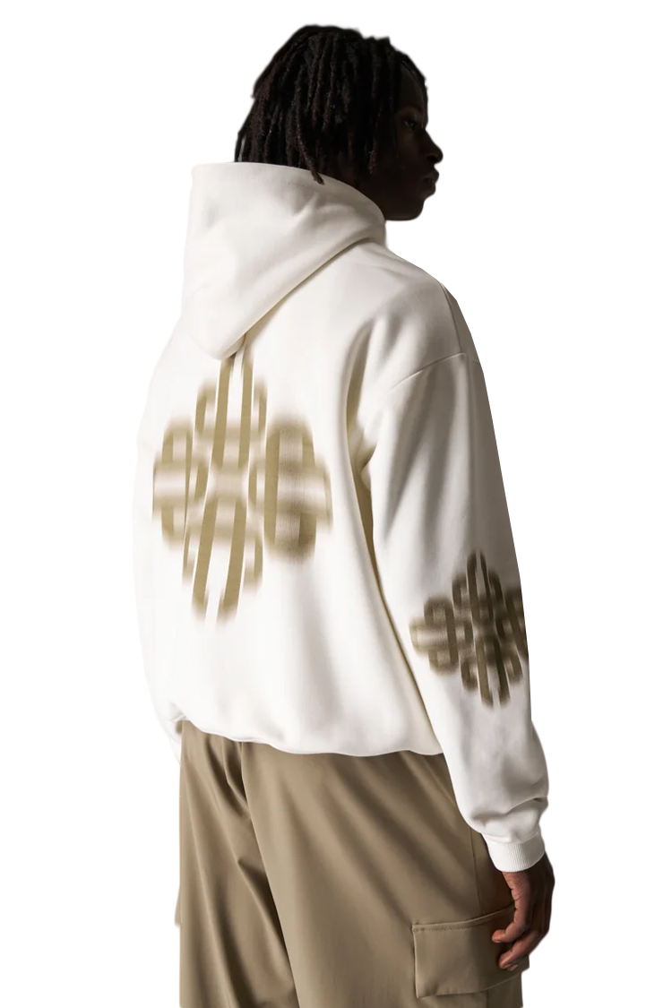 קפוצ’ון קוטור קלאב the couture club אוף וויט דגם Motion Blurred Emblem כותנה רילקסד פיט לוגו motion blur חזה גב שרוולים