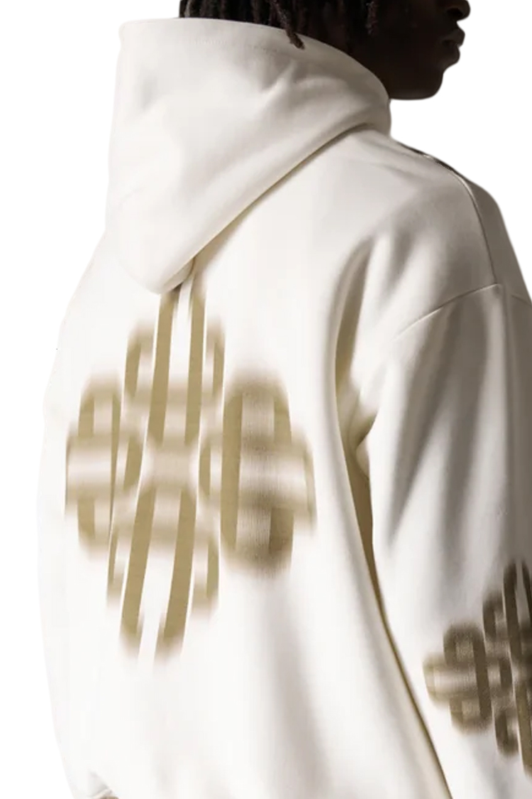 קפוצ’ון קוטור קלאב the couture club אוף וויט דגם Motion Blurred Emblem כותנה רילקסד פיט לוגו motion blur חזה גב שרוולים