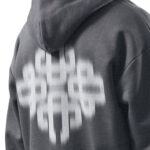 קפוצ’ון קוטור קלאב the couture club אפור כהה דגם Motion Blurred Zip Through כותנה רילקסד פיט ריצרץ לוגו motion blur