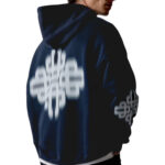 קפוצ’ון קוטור קלאב the couture club כחול כהה דגם Motion Blurred Zip Through כותנה רילקסד פיט ריצרץ לוגו motion blur